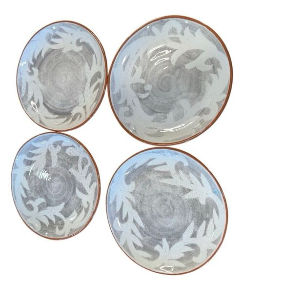 Crate & Barrel NICO  8” Terracotta Geometric Pattern Clay Glazed Salad Plate - Picture 3 of 8